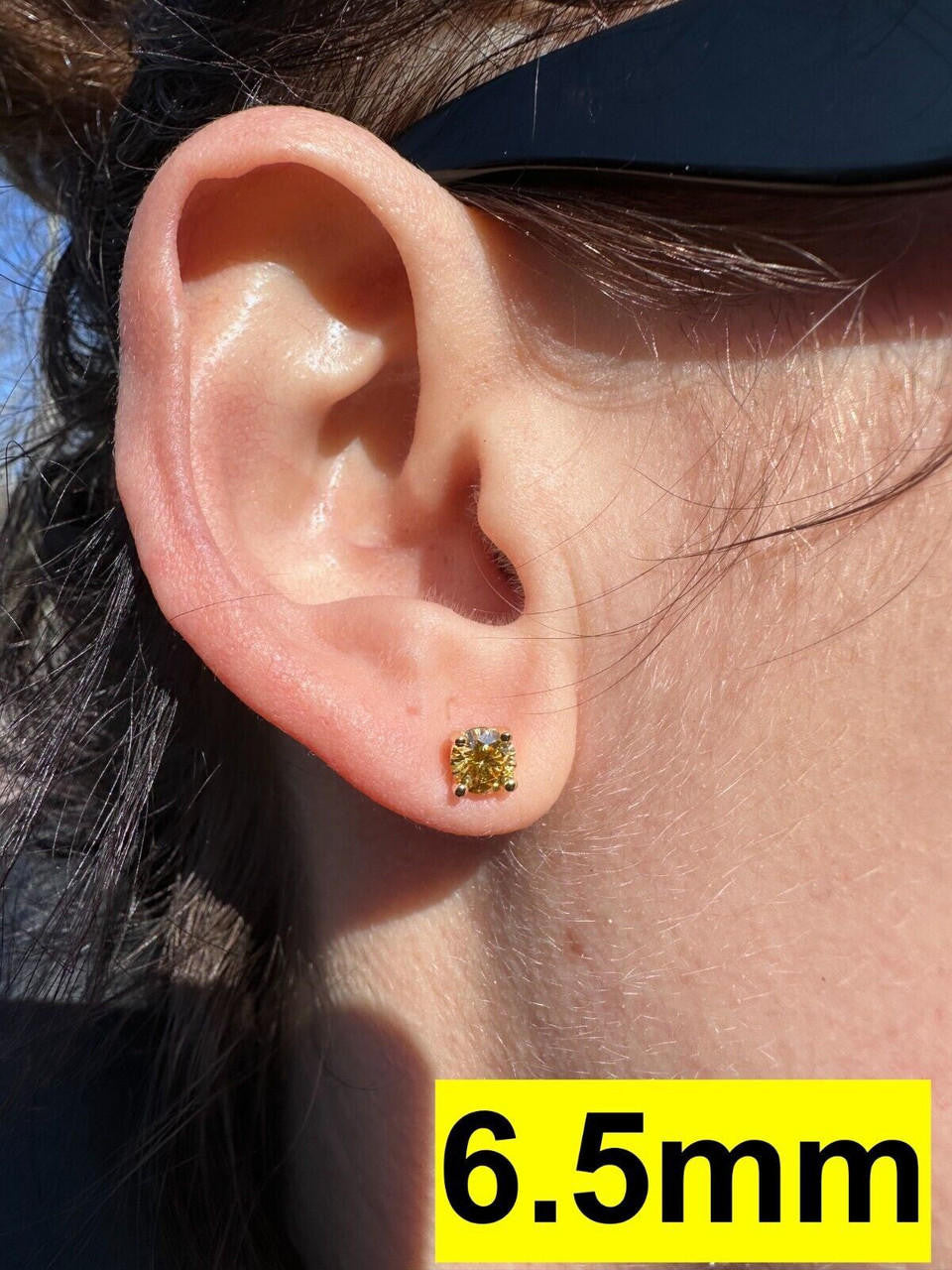 HarlemBling Real Canary Yellow Moissanite Screwback Stud Earrings 925 Silver 3-8mm Pass Test