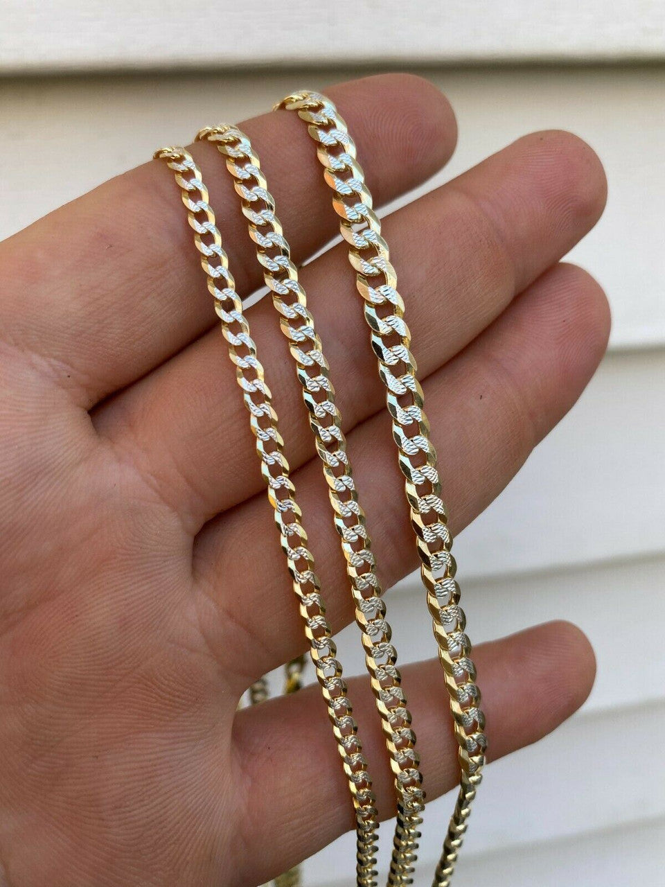 HarlemBling Real Cuban Link Chain Bracelet 14k Gold and Solid 925 Silver Two Tone Diamond Cut