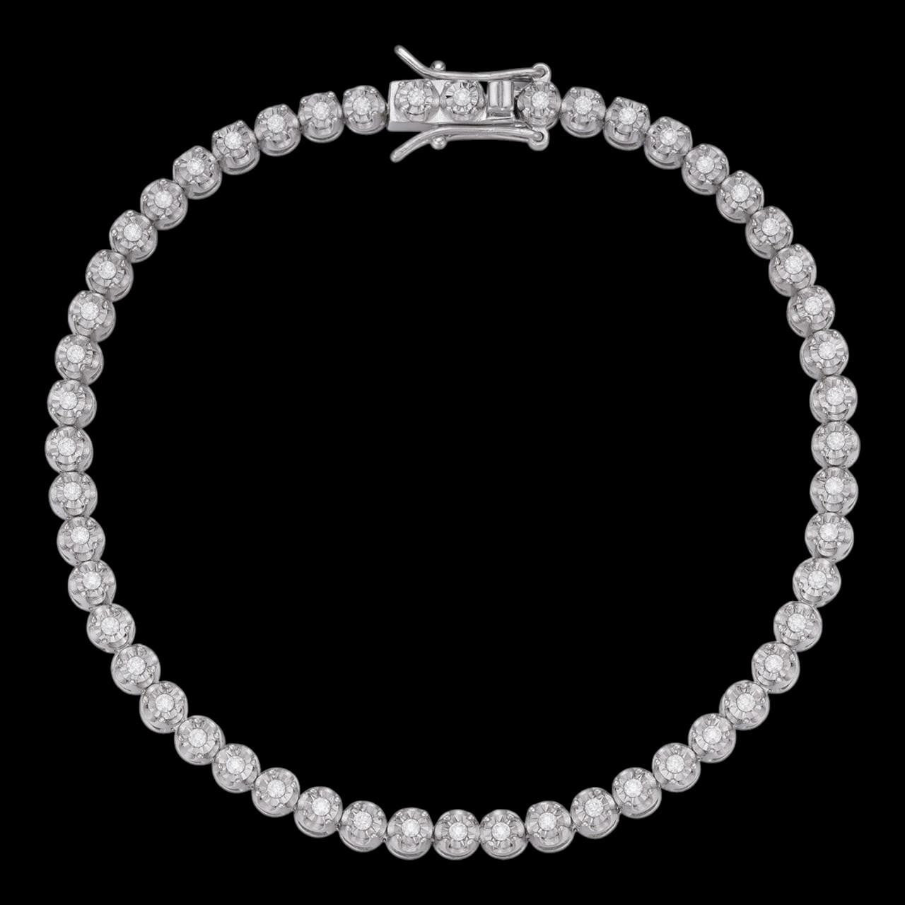 HarlemBling Real DIAMOND Illusion Tennis Bracelet Iced Out - 925 Silver - 3mm - 6"-8.5"