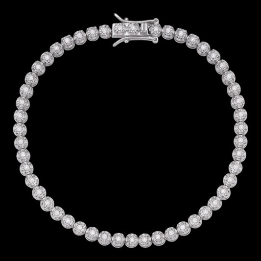 HarlemBling Real DIAMOND Illusion Tennis Bracelet Iced Out - 925 Silver - 3mm - 6"-8.5"