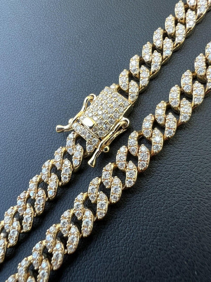 HarlemBling Real Diamond Solid 14k Yellow Gold Iced 6mm Miami Cuban Link Chain Necklace 6-8ct