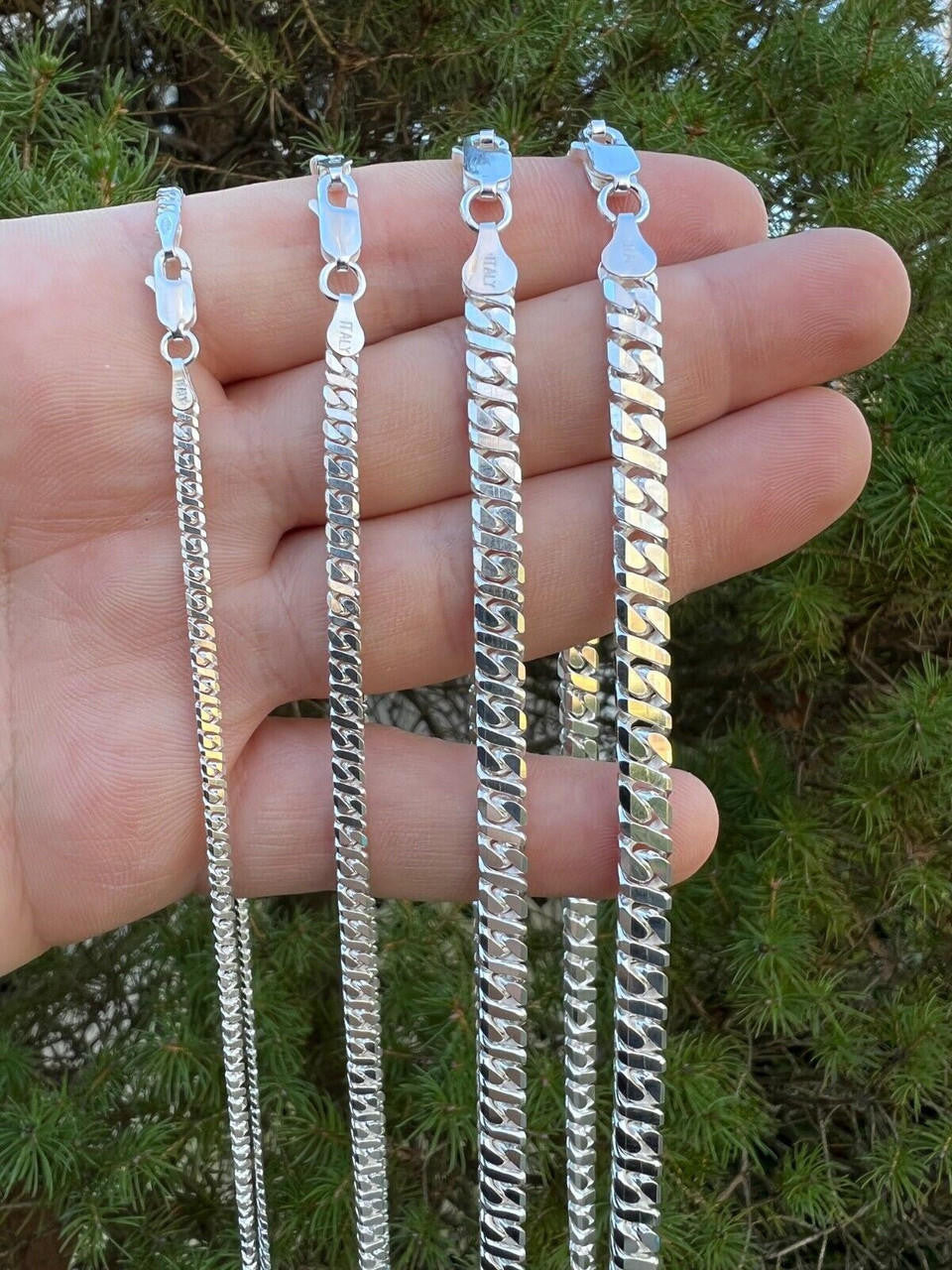 HarlemBling Real Dollar Cuban Link Chain Or Bracelet Solid 925 Sterling Silver ITALY 2.5-6mm