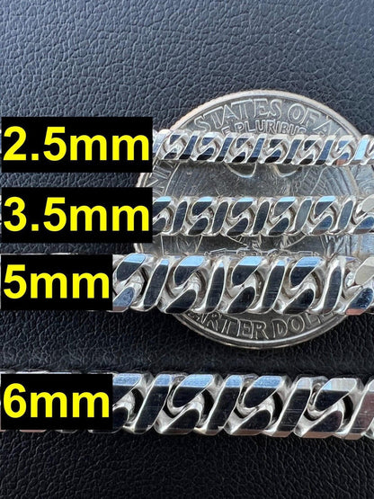 HarlemBling Real Dollar Cuban Link Chain Or Bracelet Solid 925 Sterling Silver ITALY 2.5-6mm