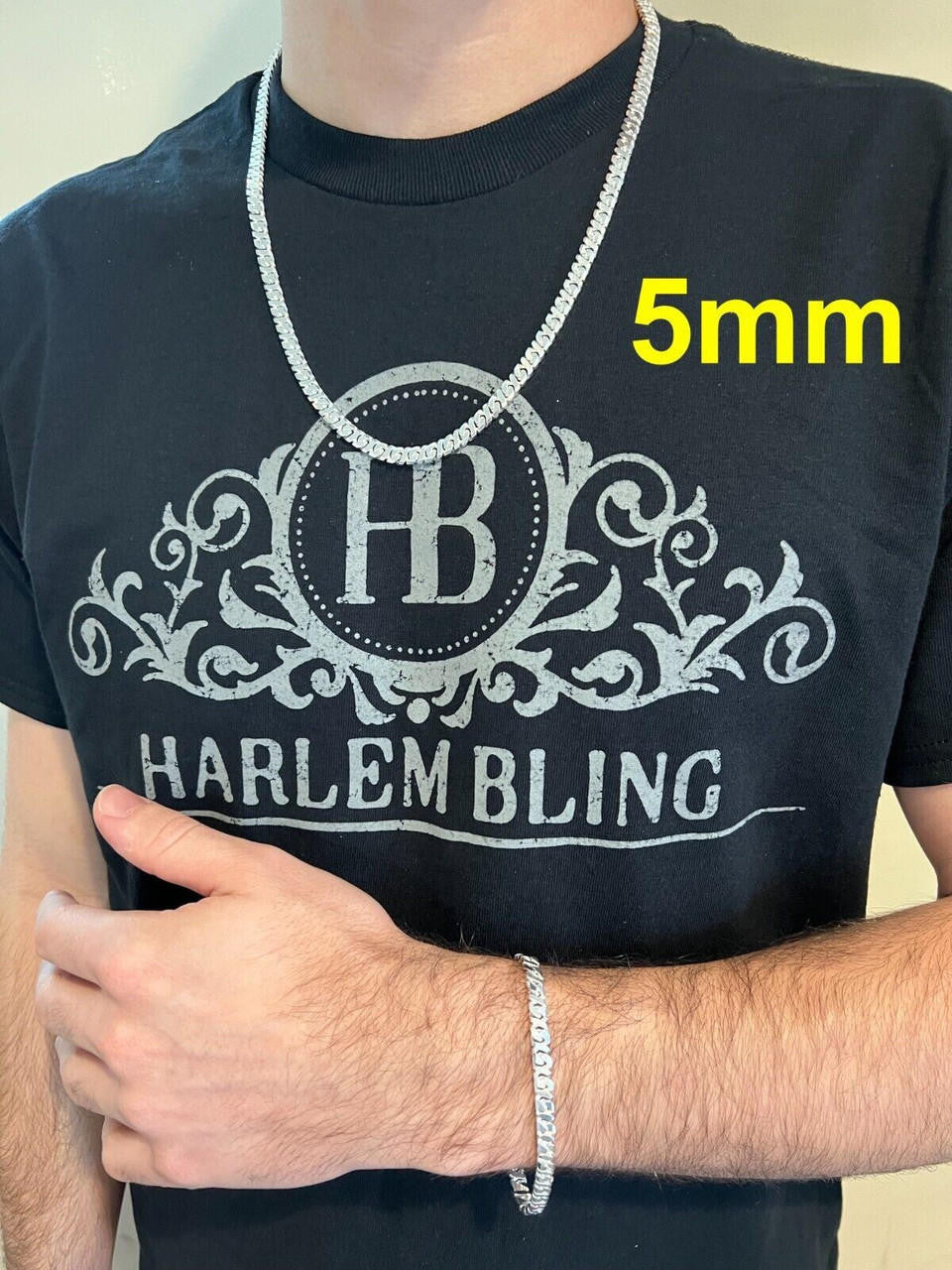 HarlemBling Real Dollar Cuban Link Chain Or Bracelet Solid 925 Sterling Silver ITALY 2.5-6mm