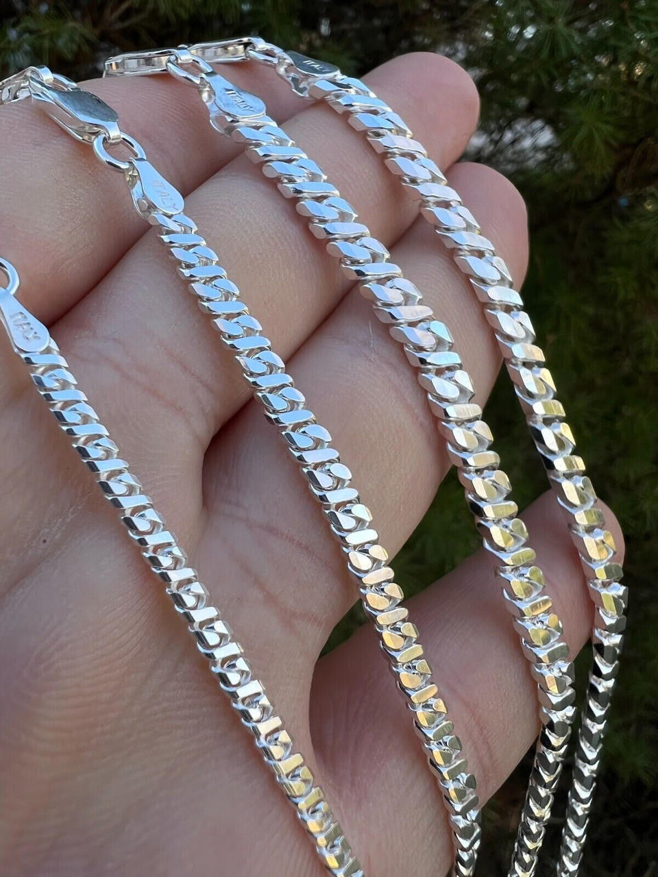 HarlemBling Real Dollar Cuban Link Chain Or Bracelet Solid 925 Sterling Silver ITALY 2.5-6mm