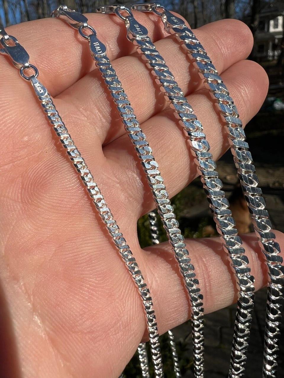 HarlemBling Real Dollar Cuban Link Chain Or Bracelet Solid 925 Sterling Silver ITALY 2.5-6mm