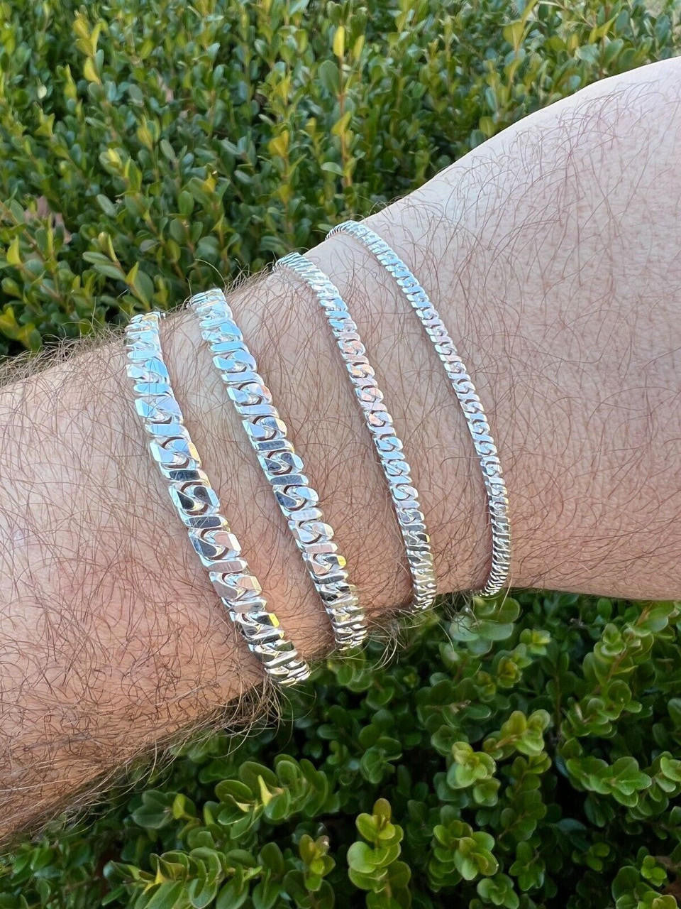 HarlemBling Real Dollar Cuban Link Chain Or Bracelet Solid 925 Sterling Silver ITALY 2.5-6mm