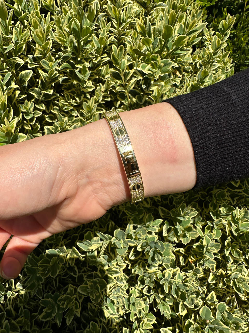 HarlemBling Real Fully Iced MOISSANITE Solid 14k Gold Plated 925 Silver Bangle Bracelet Mens Or Ladies