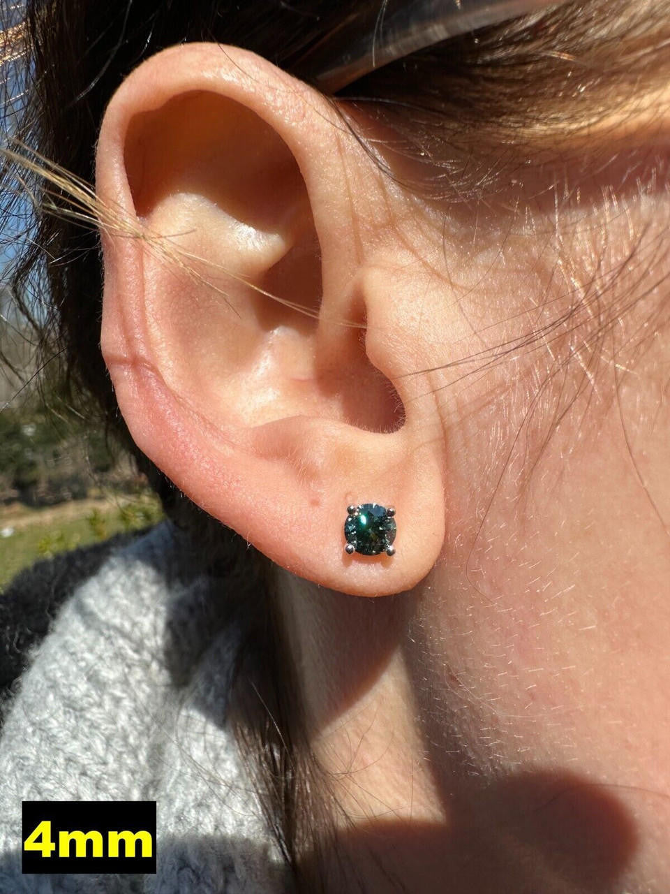 HarlemBling Real Green Moissanite Screwback Stud Earrings 925 Silver 3-8mm Iced Pass Tester