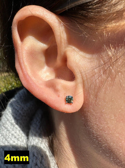HarlemBling Real Green Moissanite Screwback Stud Earrings 925 Silver 3-8mm Iced Pass Tester