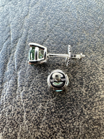 HarlemBling Real Green Moissanite Screwback Stud Earrings 925 Silver 3-8mm Iced Pass Tester