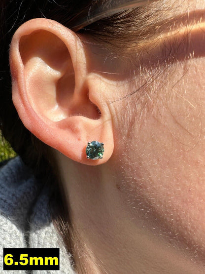 HarlemBling Real Green Moissanite Screwback Stud Earrings 925 Silver 3-8mm Iced Pass Tester