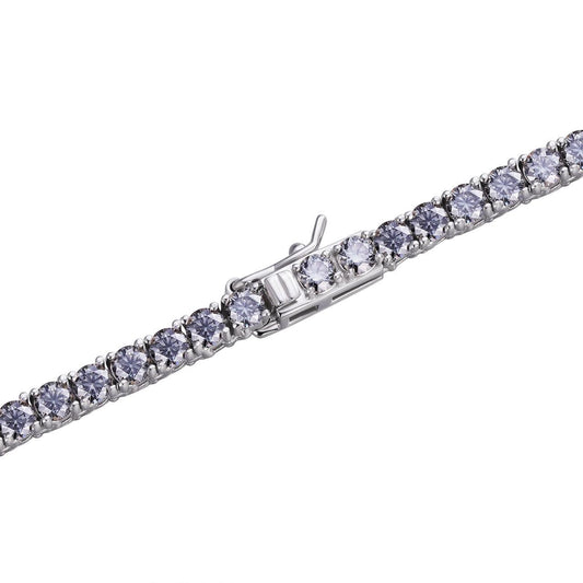 HarlemBling Real Iced Blue MOISSANITE 3mm Tennis Bracelet 925 Silver Pass Diamond Tester