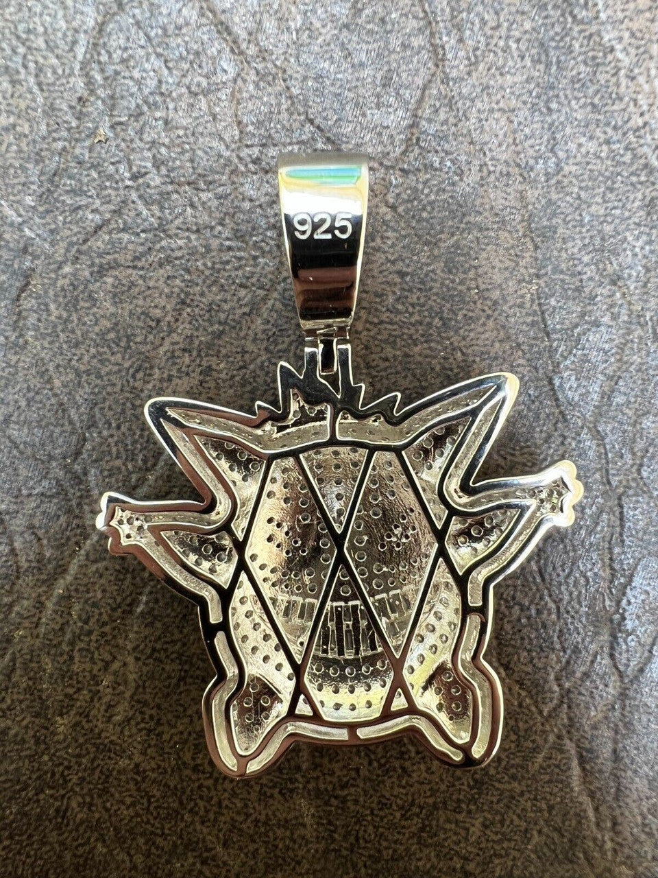 HarlemBling Real Iced CZ Hip Hop 925 Sterling Silver Gengar Pokemon Pendant Necklace Mens