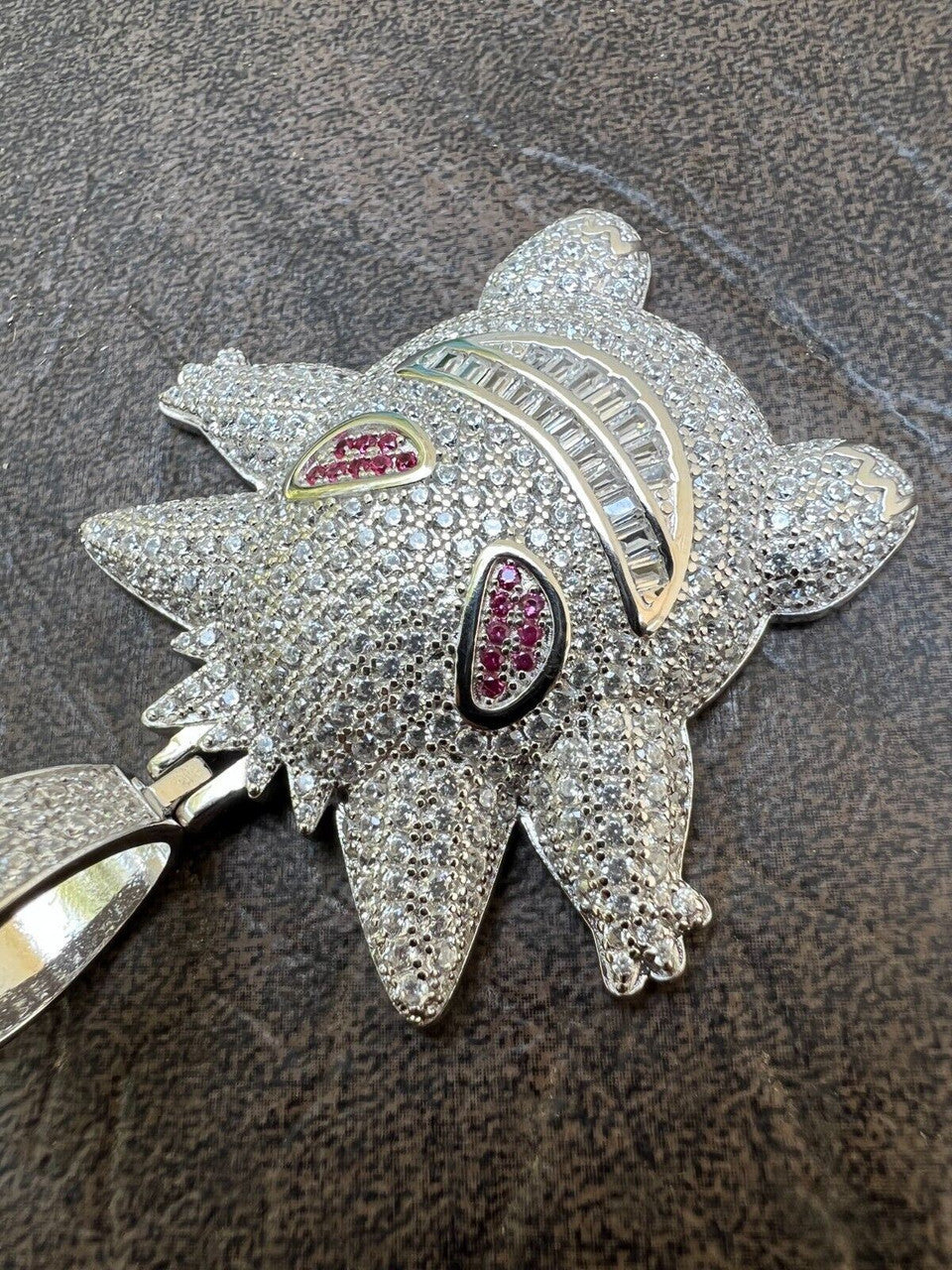 HarlemBling Real Iced CZ Hip Hop 925 Sterling Silver Gengar Pokemon Pendant Necklace Mens