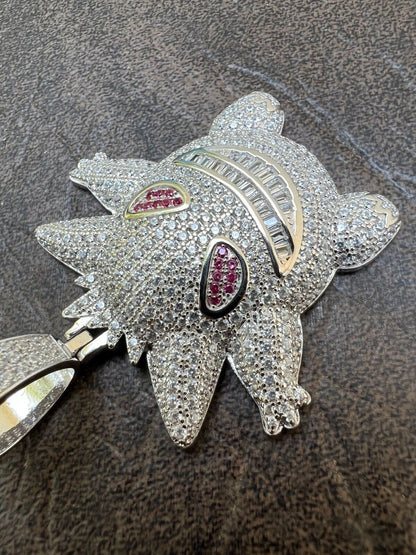 HarlemBling Real Iced CZ Hip Hop 925 Sterling Silver Gengar Pokemon Pendant Necklace Mens