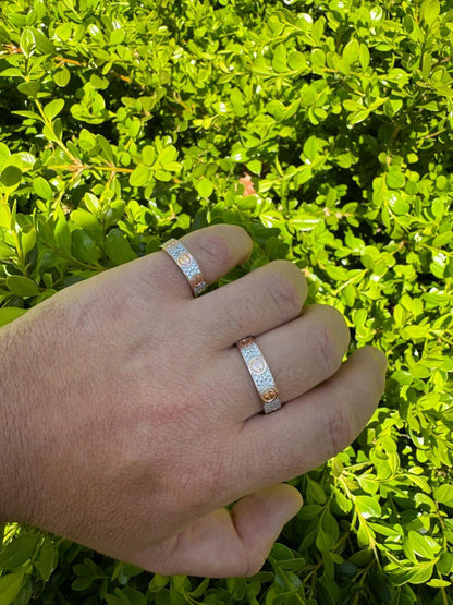 HarlemBling Real Iced Moissanite Eternity Band Wedding Screw Ring 14k Rose Gold 925 Silver