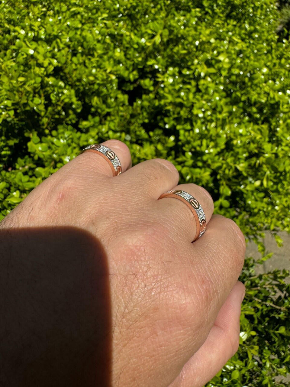 HarlemBling Real Iced Moissanite Eternity Band Wedding Screw Ring 14k Rose Gold 925 Silver