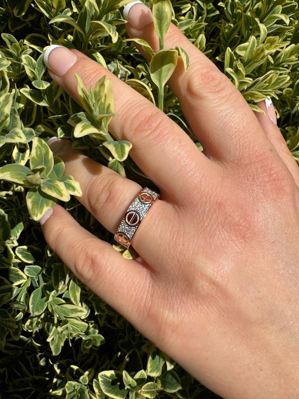 HarlemBling Real Iced Moissanite Eternity Band Wedding Screw Ring 14k Rose Gold 925 Silver