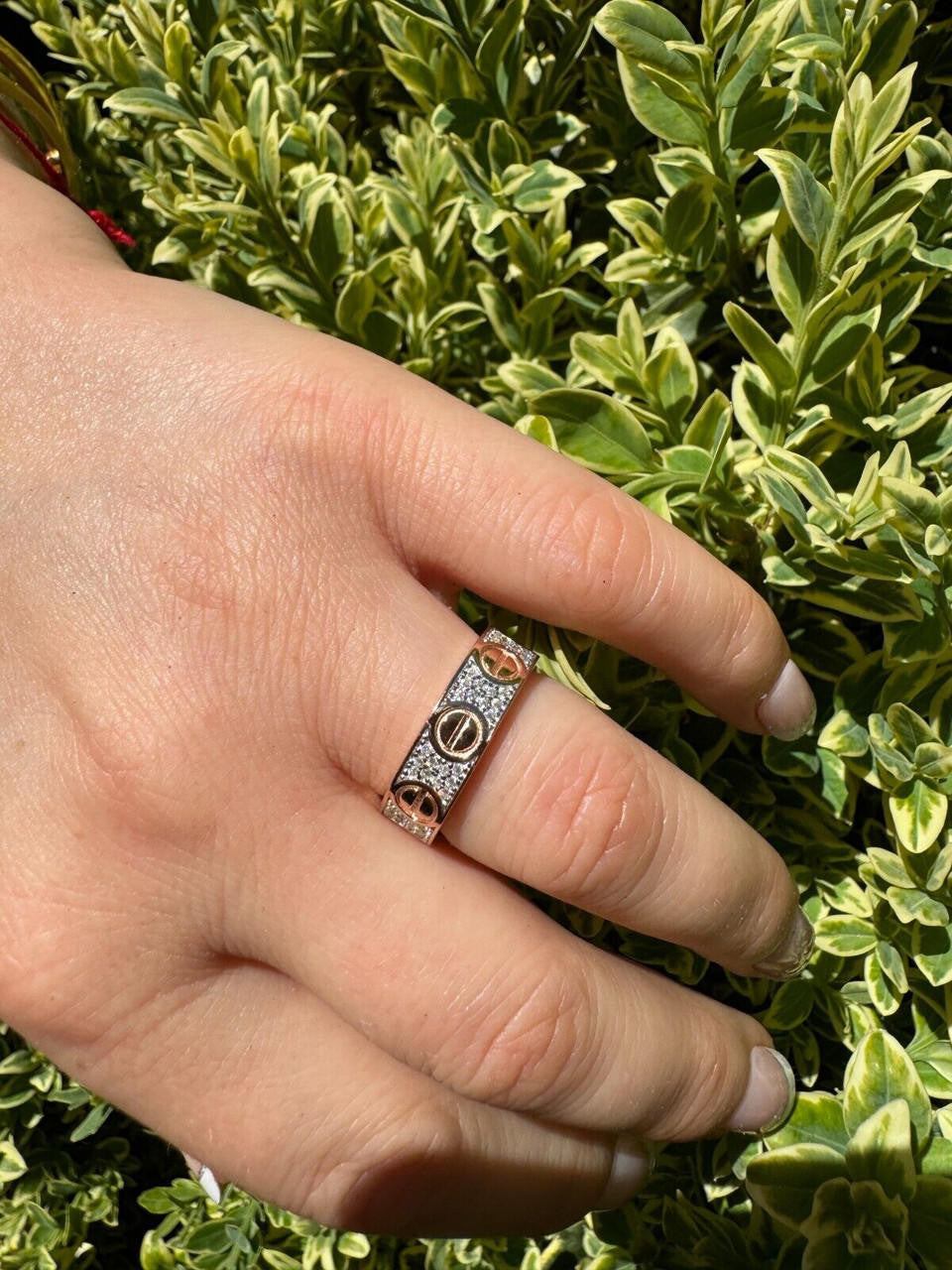 HarlemBling Real Iced Moissanite Eternity Band Wedding Screw Ring 14k Rose Gold 925 Silver