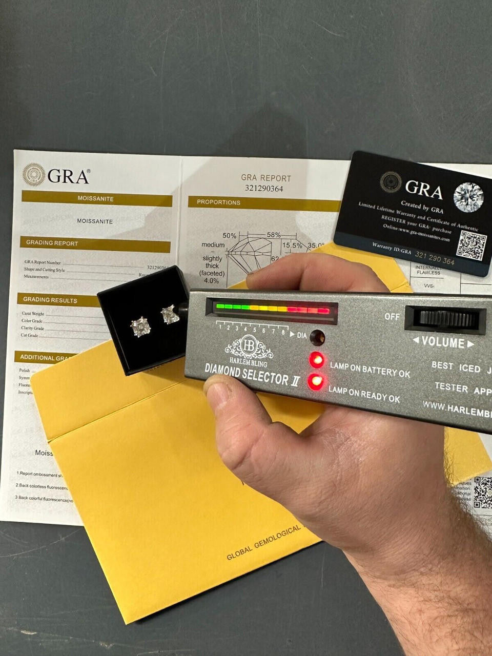 HarlemBling Real Iced Moissanite Stud Earrings Asscher Cut 14k Gold Over 925 Silver 4mm-8mm