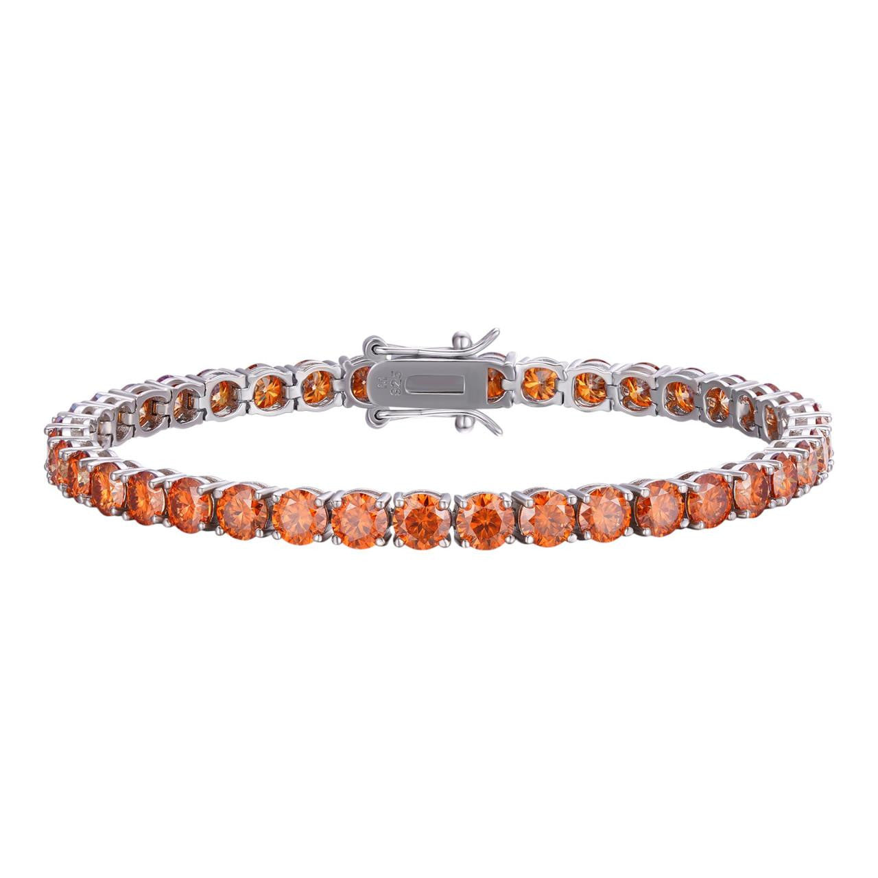HarlemBling Real Iced Orange MOISSANITE 5mm Tennis Bracelet 925 Silver Pass Diamond Test