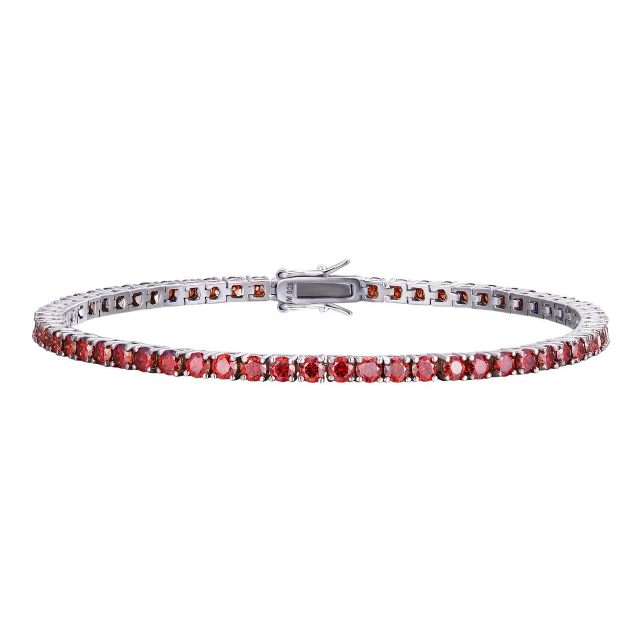 HarlemBling Real Iced Ruby Red MOISSANITE 3mm Tennis Bracelet 925 Silver Pass Diamond Test