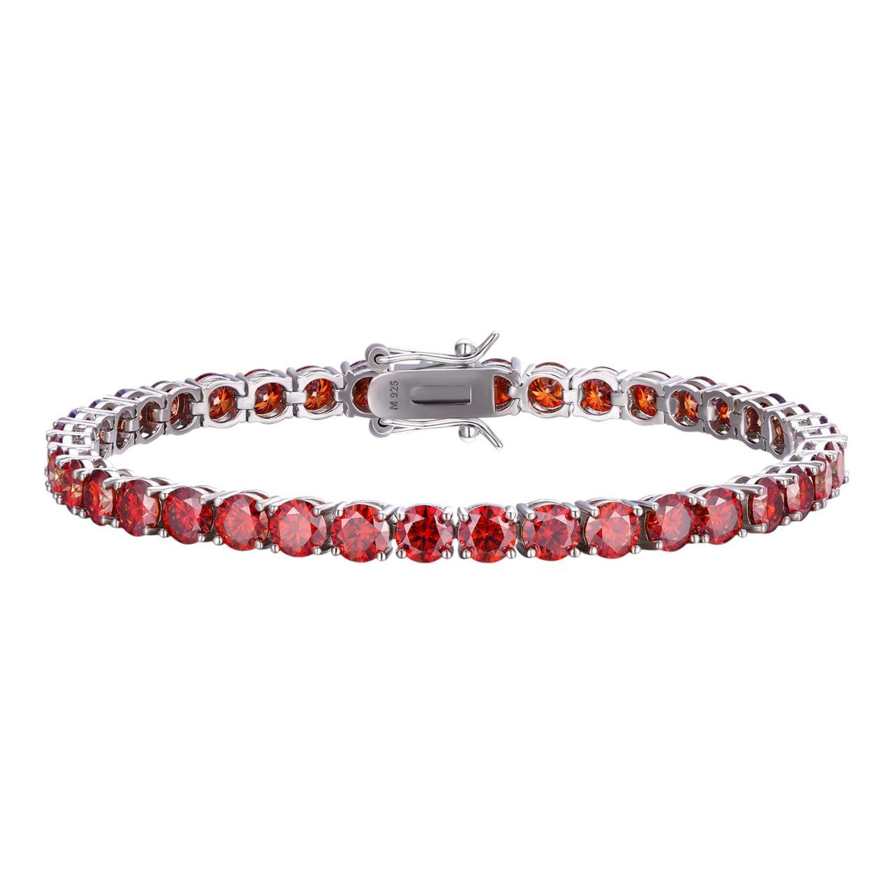 HarlemBling Real Iced Ruby Red MOISSANITE 5mm Tennis Bracelet 925 Silver Pass Diamond Test