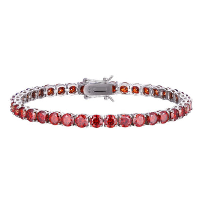 HarlemBling Real Iced Ruby Red MOISSANITE 5mm Tennis Bracelet 925 Silver Pass Diamond Test
