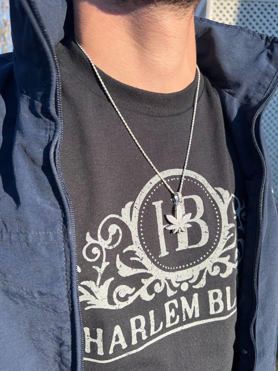 HarlemBling Real Iced VVS MOISSANITE 925 Silver/Gold Plated Marijuana Weed Pendant Necklace