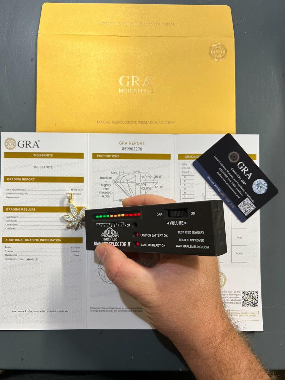 HarlemBling Real Iced VVS MOISSANITE 925 Silver/Gold Plated Marijuana Weed Pendant Necklace