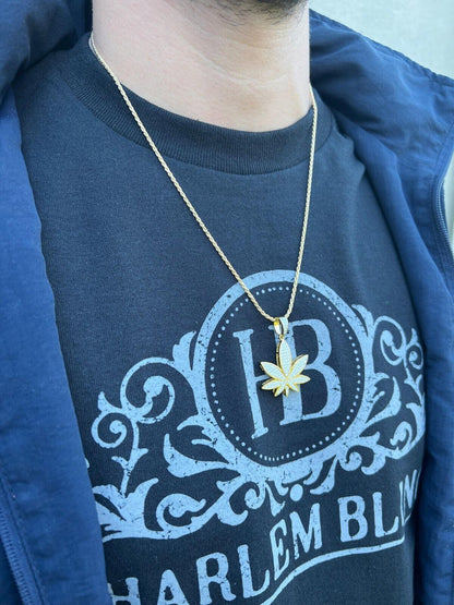 HarlemBling Real Iced VVS MOISSANITE 925 Silver/Gold Plated Marijuana Weed Pendant Necklace