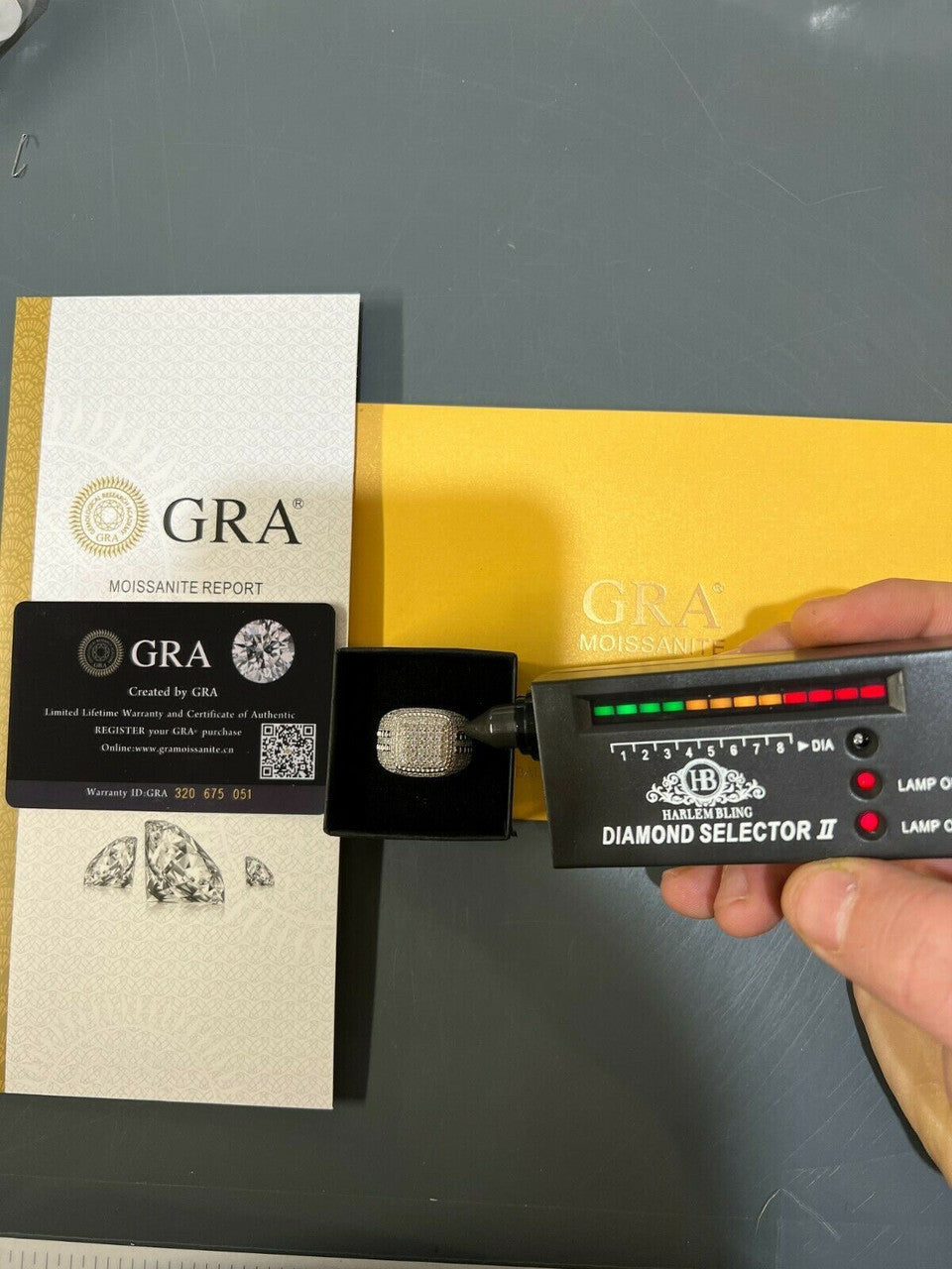 HarlemBling Real Mens Hip Hop Iced 2ct MOISSANITE Ring 925 Silver - Pass Diamond Test W GRA