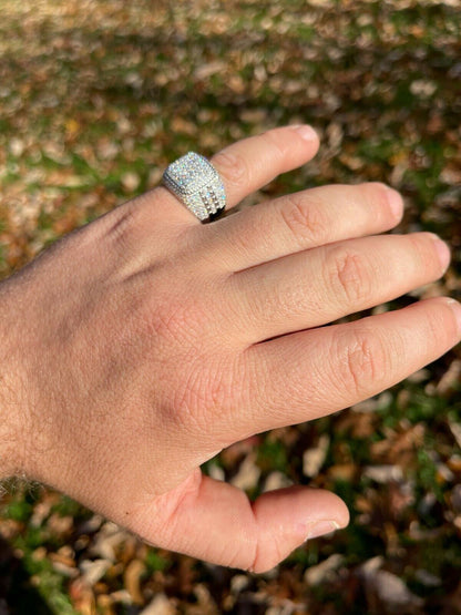 HarlemBling Real Mens Hip Hop Iced 2ct MOISSANITE Ring 925 Silver - Pass Diamond Test W GRA