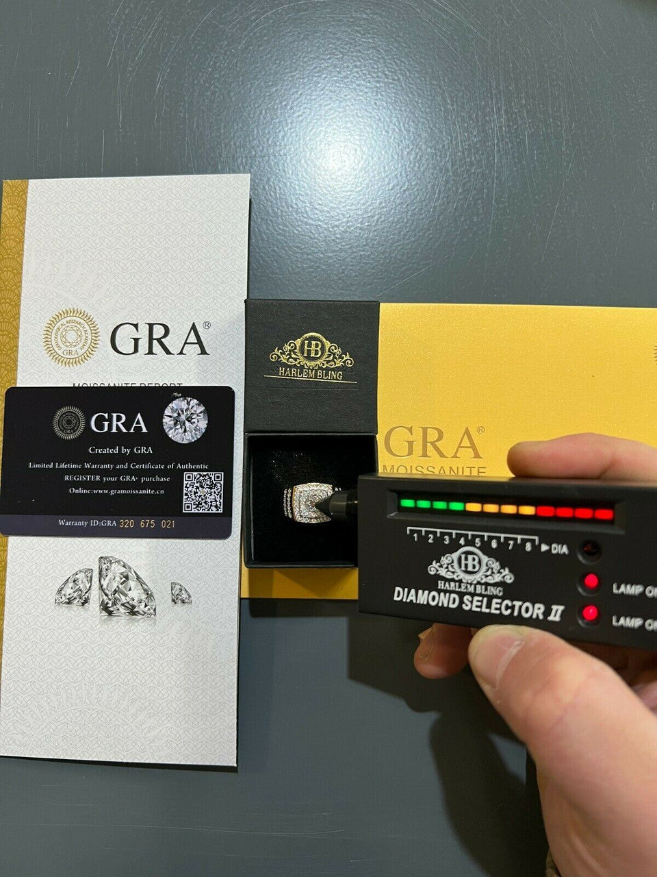 HarlemBling Real Mens Hip Hop Out Iced Moissanite Ring 14k Gold Vermeil Passes Diamond Test