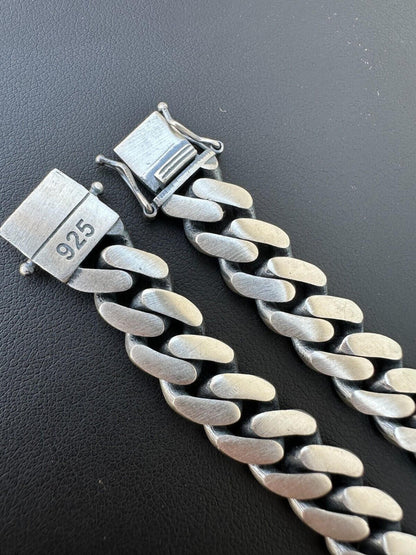 HarlemBling Real Mens Miami Cuban Link Bracelet W. Lion Solid 925 Sterling Silver Box Clasp