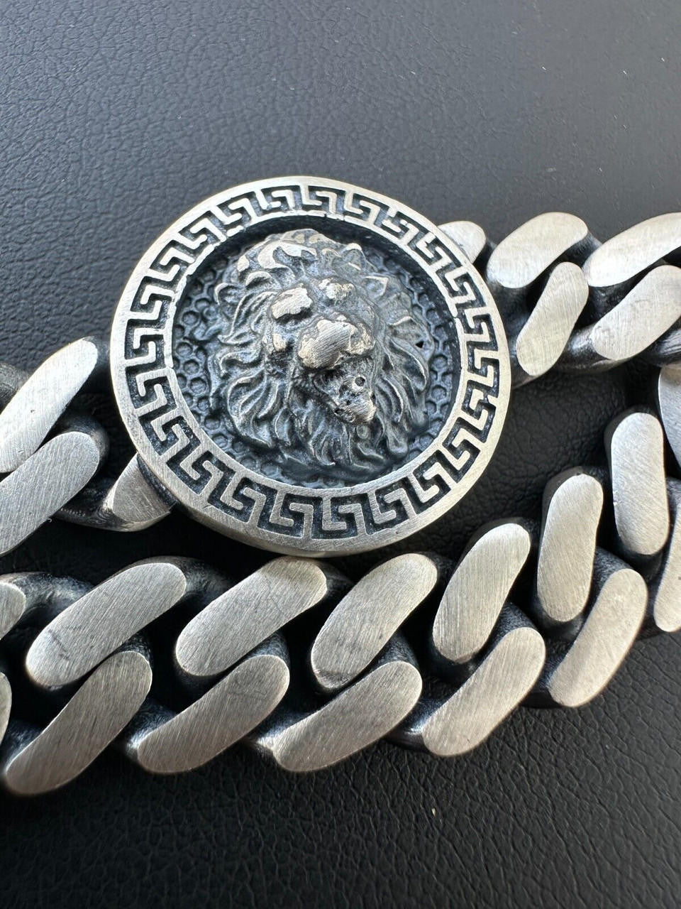 HarlemBling Real Mens Miami Cuban Link Bracelet W. Lion Solid 925 Sterling Silver Box Clasp