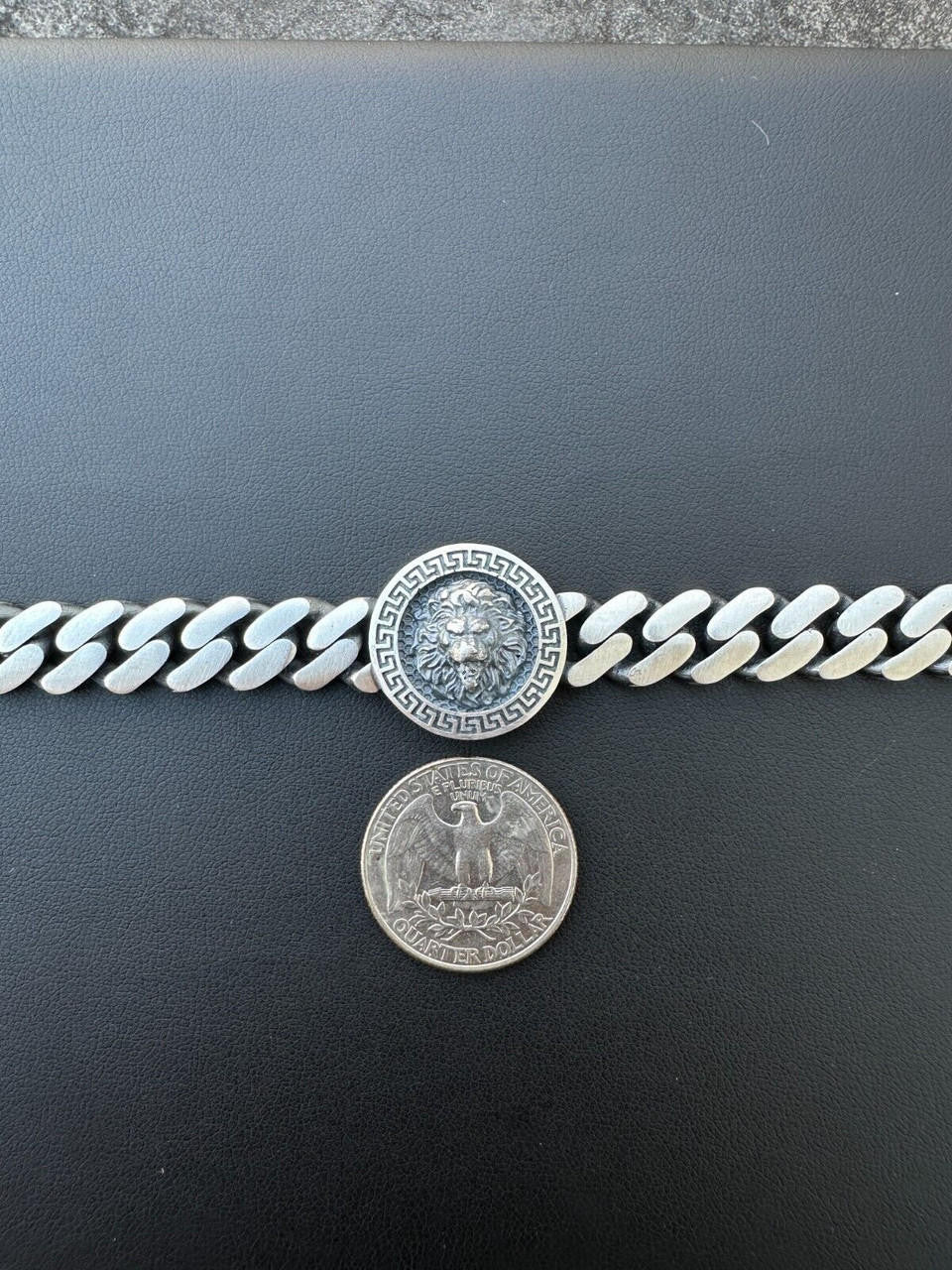 HarlemBling Real Mens Miami Cuban Link Bracelet W. Lion Solid 925 Sterling Silver Box Clasp