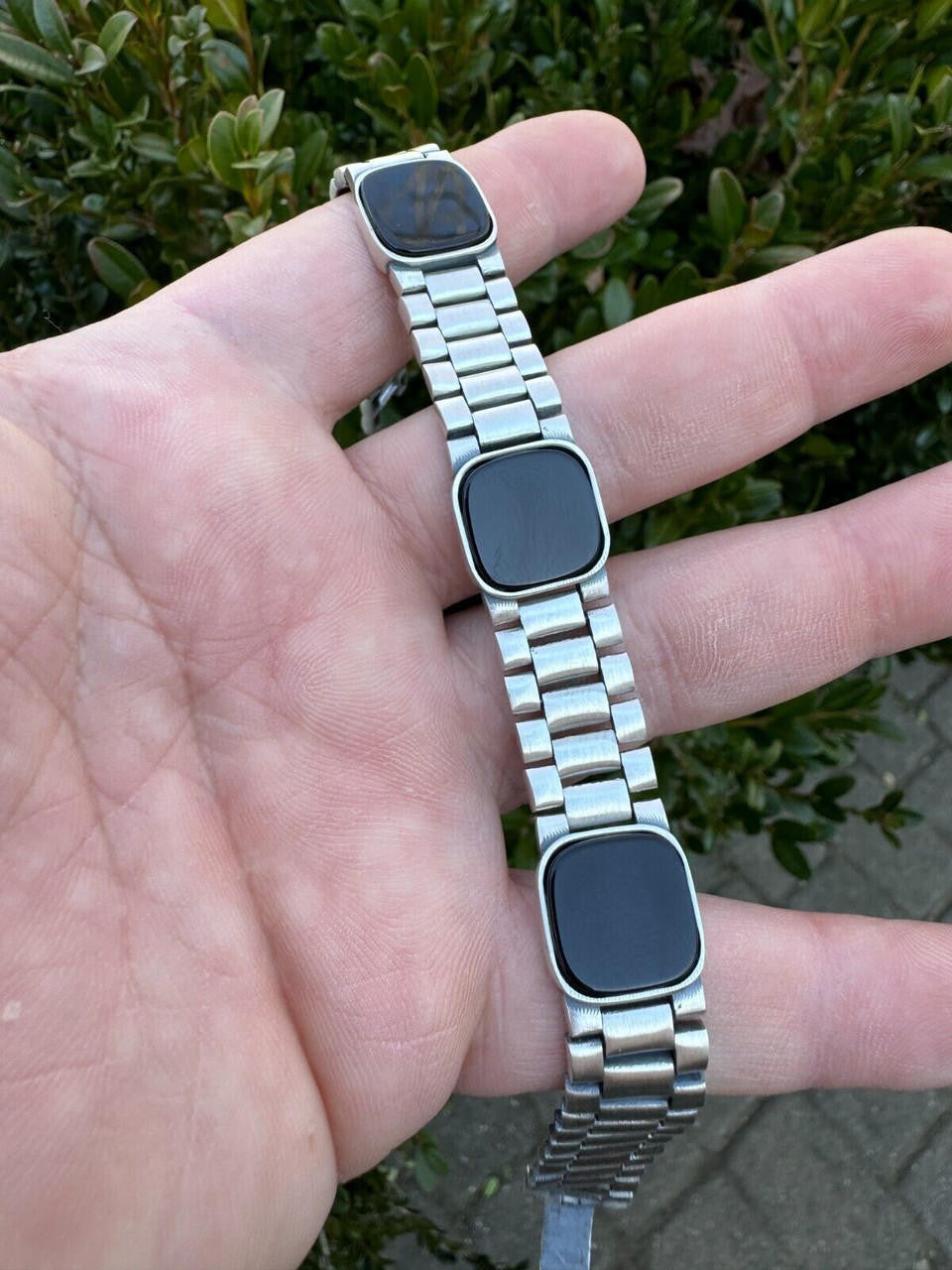 HarlemBling Real Mens Miami Presidential Rolex Bracelet W. Black Onyx Gemstone 925 Sterling Silver