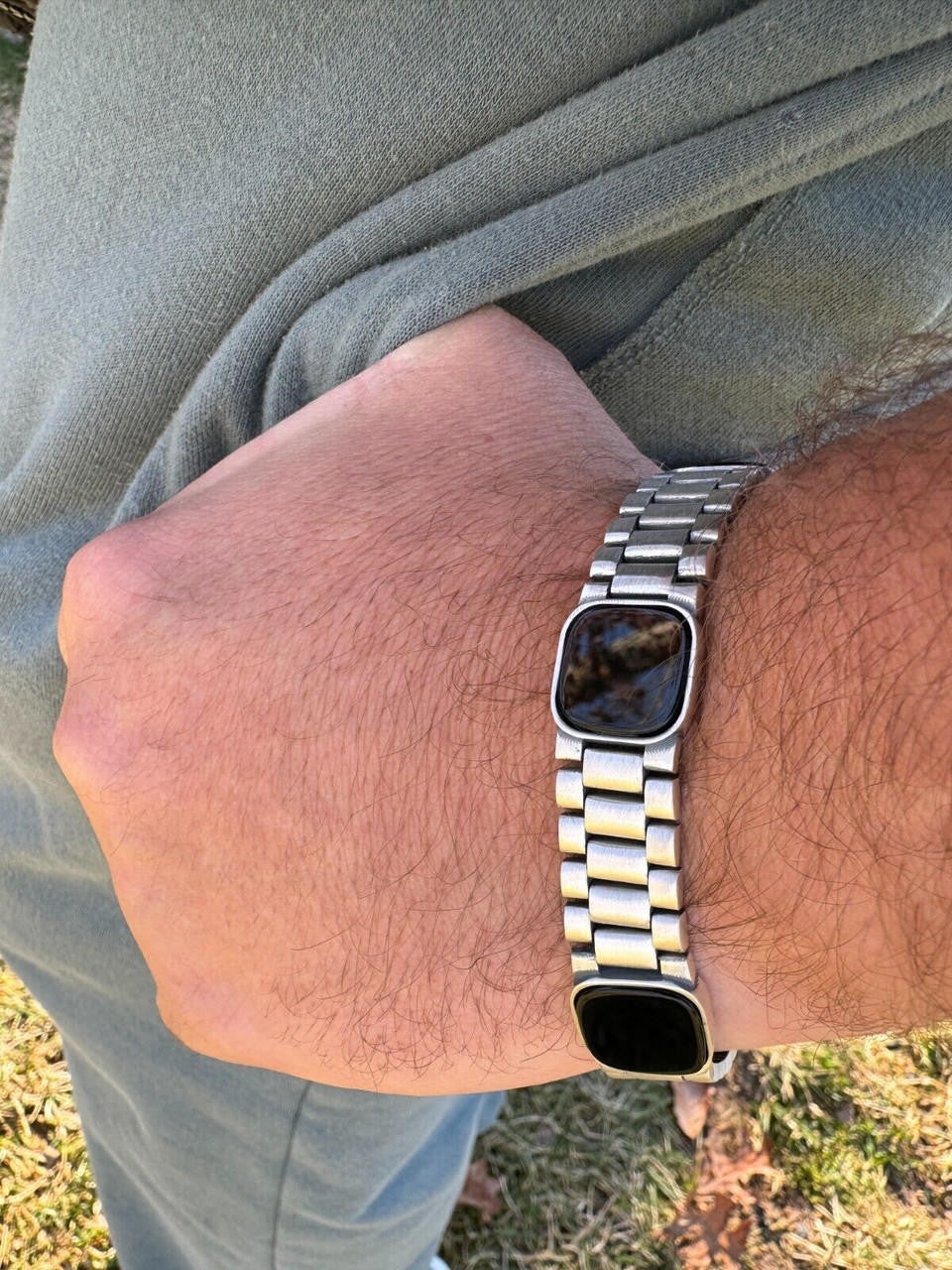 HarlemBling Real Mens Miami Presidential Rolex Bracelet W. Black Onyx Gemstone 925 Sterling Silver