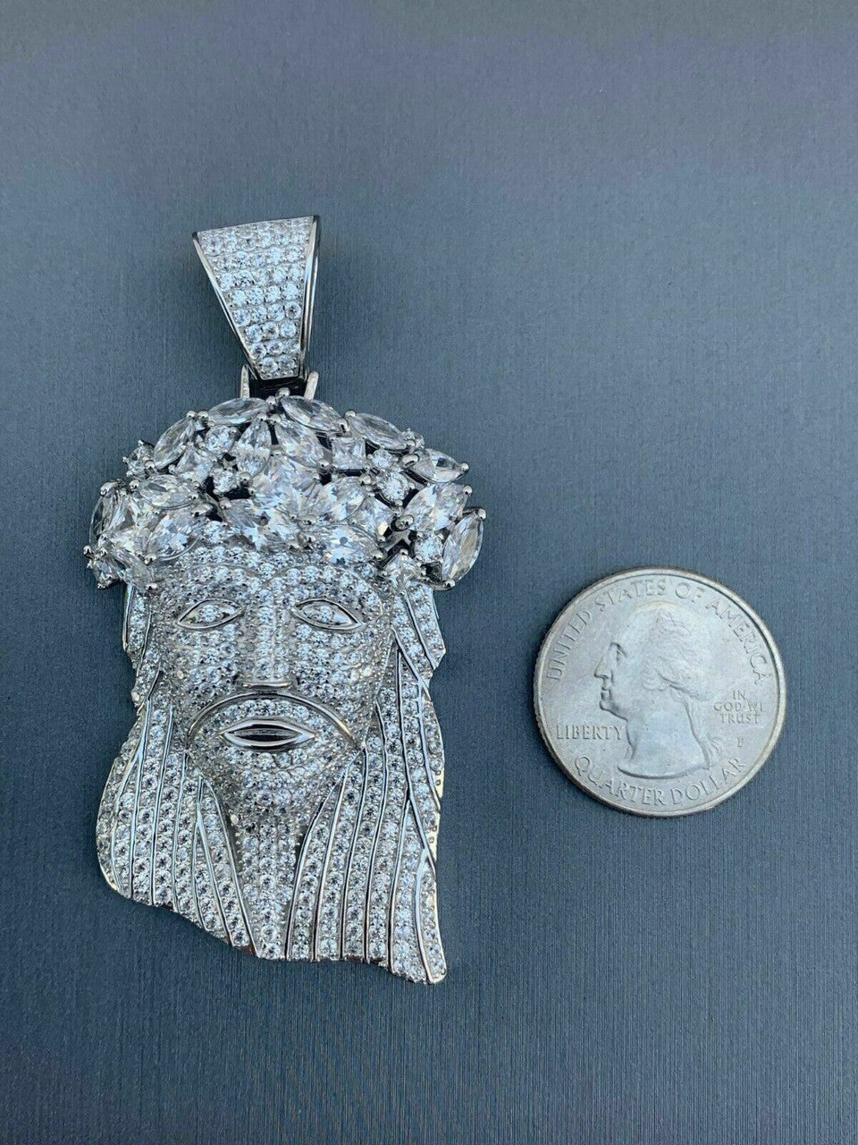 HarlemBling Real Mens Solid 925 Sterling Silver Jesus Piece Flooded Out Pendant Really Iced