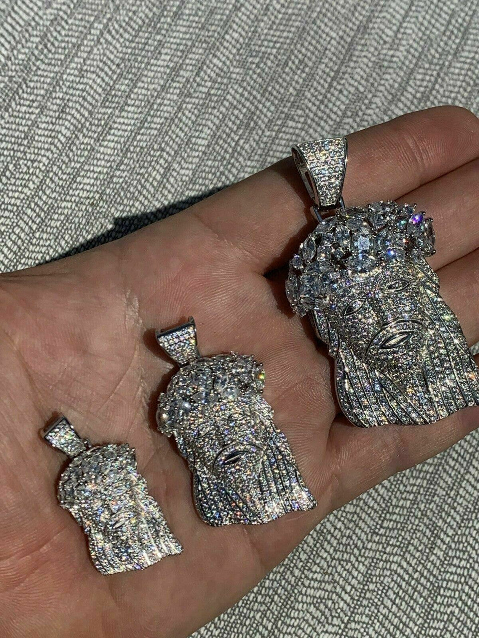 HarlemBling Real Mens Solid 925 Sterling Silver Jesus Piece Flooded Out Pendant Really Iced