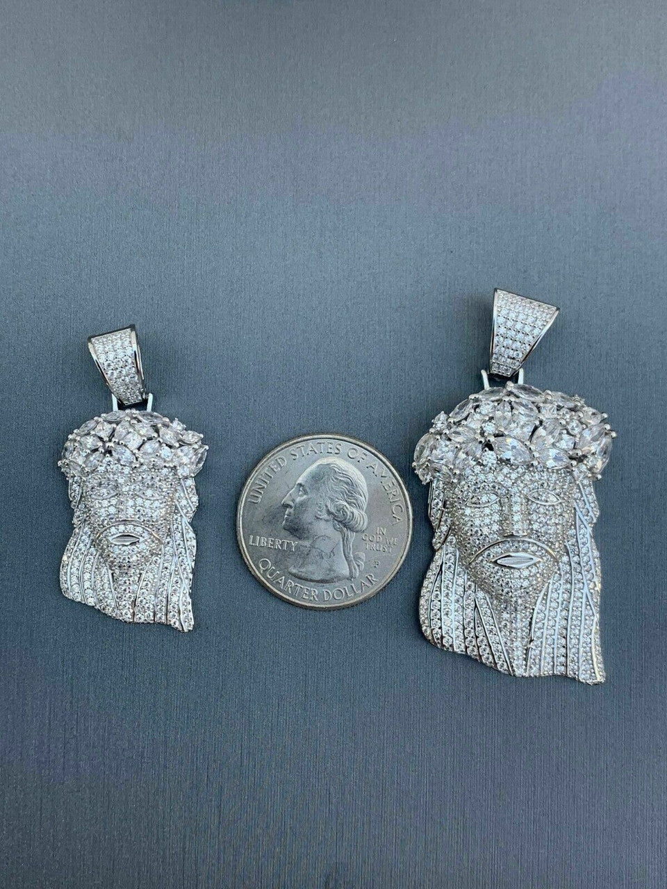 HarlemBling Real Mens Solid 925 Sterling Silver Jesus Piece Flooded Out Pendant Really Iced