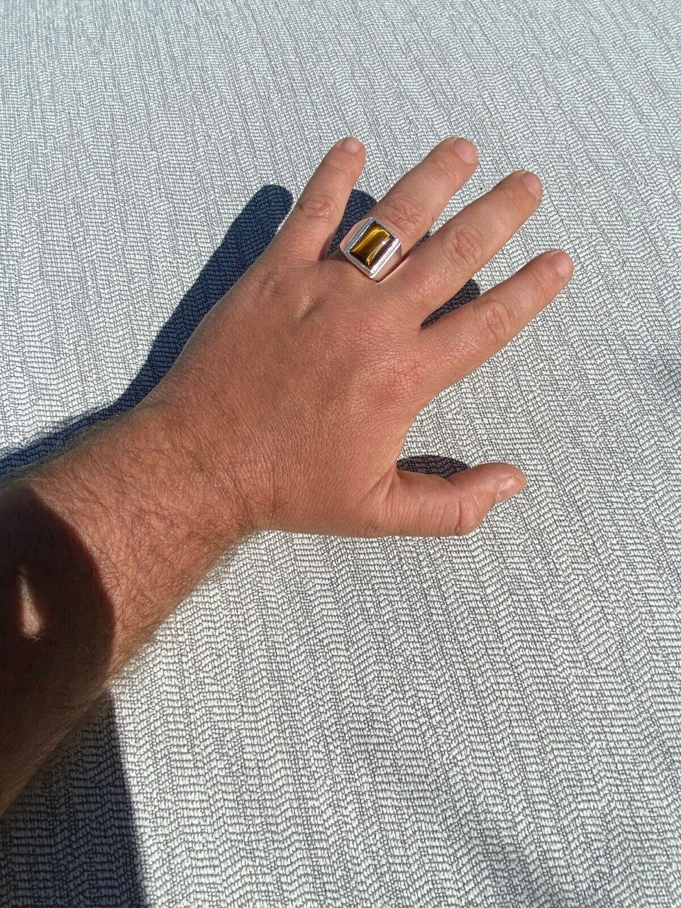 HarlemBling Real Mens Solid 925 Sterling Silver Tigers Eye Signet Ring Sz 7 8 9 10 11 12 13