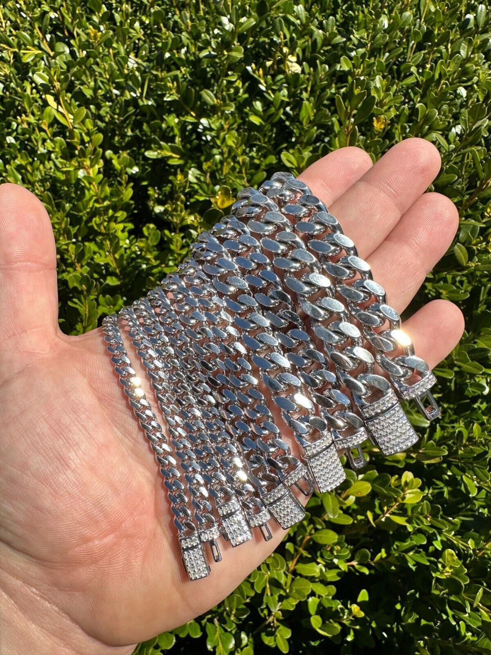 HarlemBling Real Miami Cuban Link Bracelet 925 Silver Baguette MOISSANITE Clasp Pass Tester