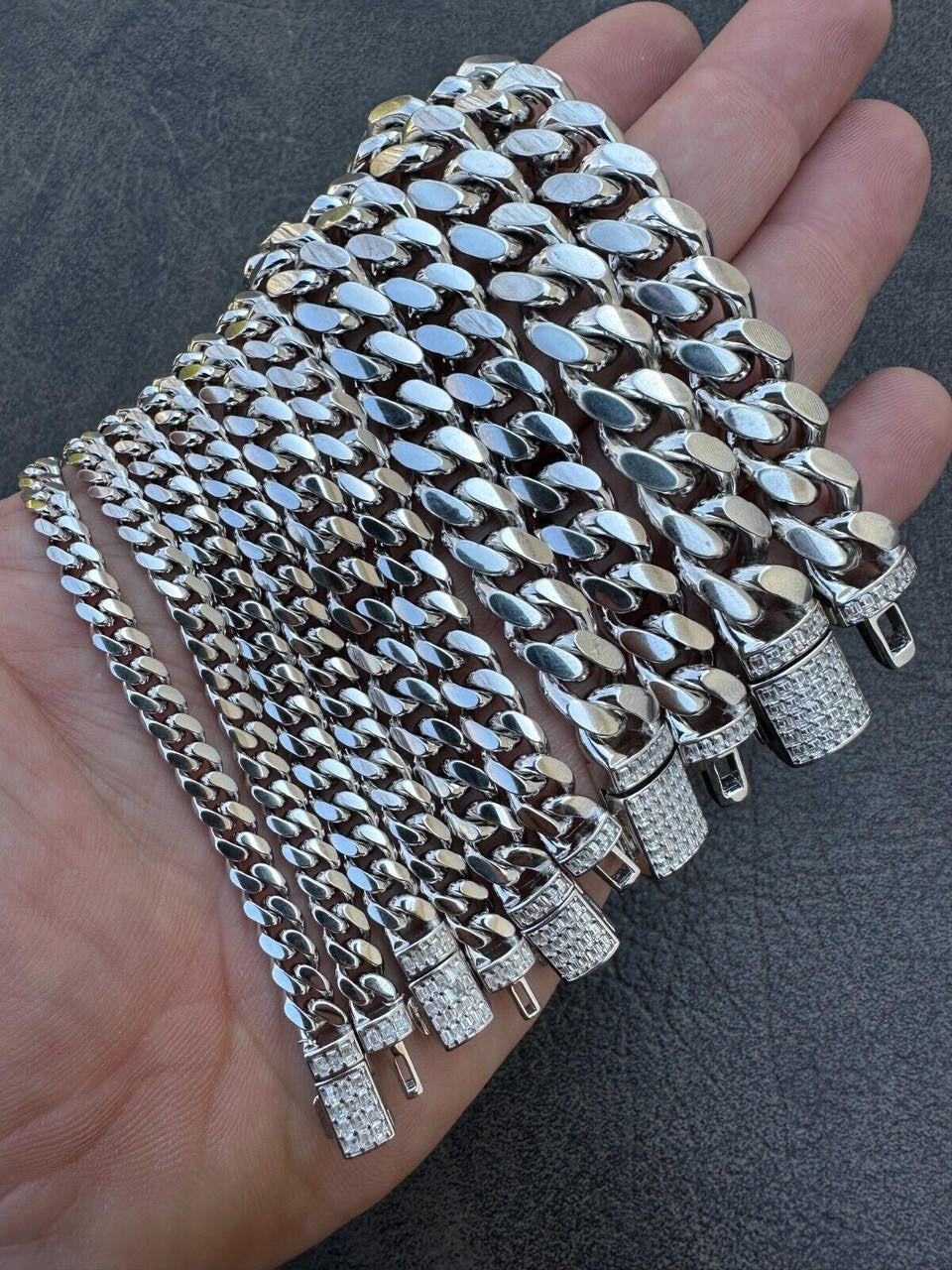 HarlemBling Real Miami Cuban Link Bracelet 925 Silver Baguette MOISSANITE Clasp Pass Tester