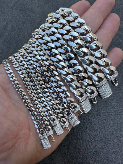 HarlemBling Real Miami Cuban Link Bracelet 925 Silver Baguette MOISSANITE Clasp Pass Tester
