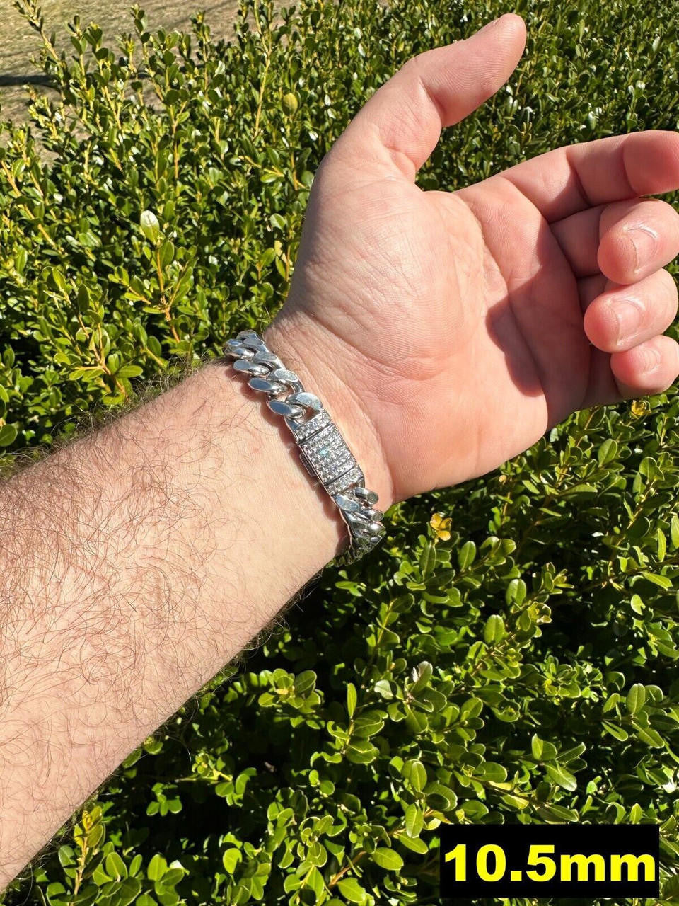 HarlemBling Real Miami Cuban Link Bracelet 925 Silver Baguette MOISSANITE Clasp Pass Tester