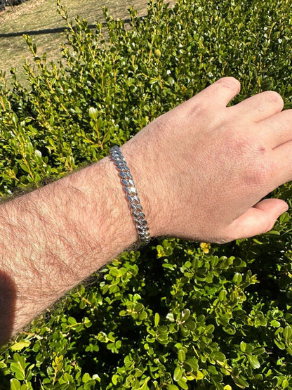 HarlemBling Real Miami Cuban Link Bracelet 925 Silver Baguette MOISSANITE Clasp Pass Tester