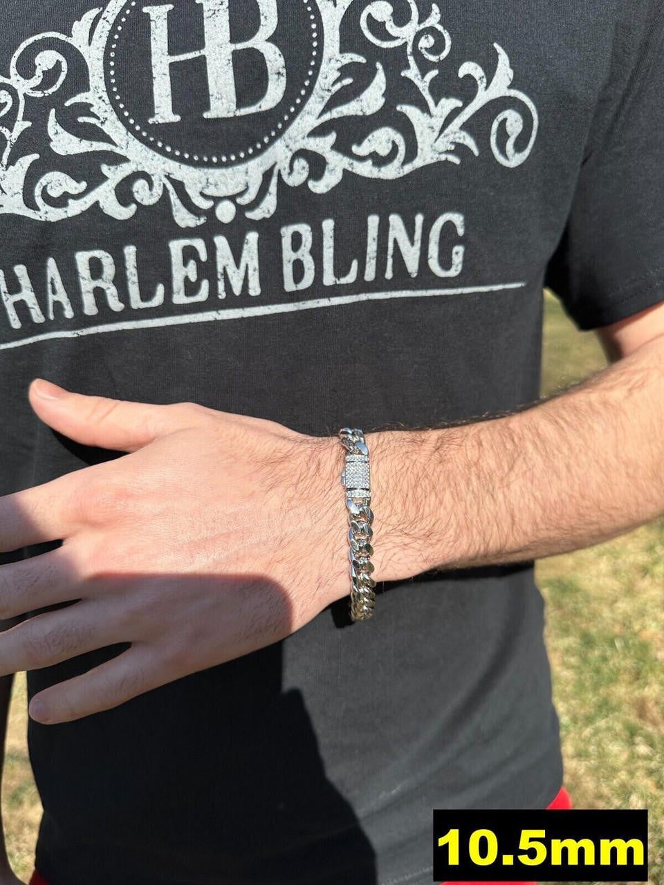 HarlemBling Real Miami Cuban Link Bracelet 925 Silver Baguette MOISSANITE Clasp Pass Tester